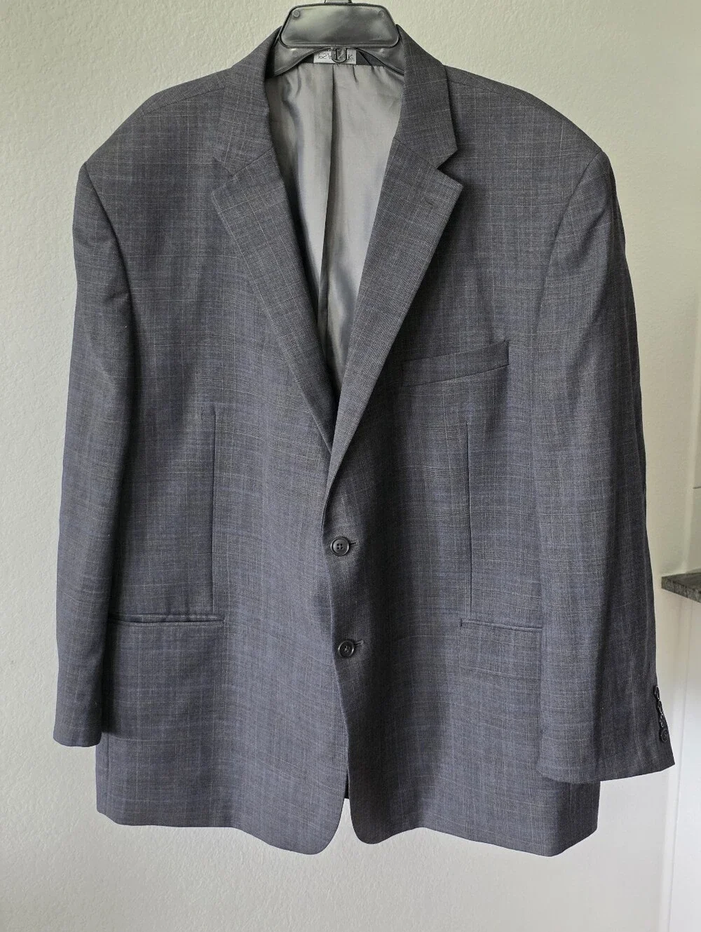 Jos A Bank Executive Gray 100% Wool Blazer Sport Coat 52R 2 Button Men Career